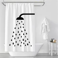 Waterproof Thicken White Polyester Shower Curtains Minimalist Bathroom Curtains High Quality Shower Head Print Bath Shower Curtain256t