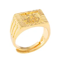 Fashion Gold Lucky Ring Men's Gold Color Luck Adjustbale Brass Ring In Chinese298v