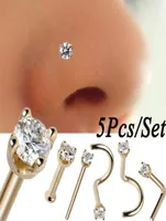5PcsSet Surgical Steel Crystal Nose Ring Piercing Nose Stud Nose Piercing Women Body Piercing Jewelry Different Styles6979022