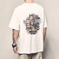 Herr t-skjortor hiphop kortärmad t-shirt trend hip-hop lös kinesisk stil qitisk dasheng anime halv ärm sommaren medkännande