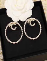 2022 Top quality charm large round shape stud earring with diamond and nature shell beads have stamp box PS7115A3435552