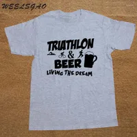 Camisetas para hombres Weelsgao camisa tripulación triatlón de manga corta y triatleta de cerveza Día del padre Idea de regalo shi Shi