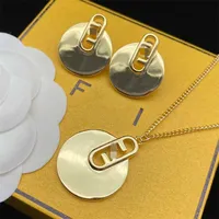 2023 Designer New en   family round Necklace feminine temperament personality simple Circle F letter Earring Set