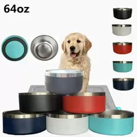Dog Bowls 32oz 64oz Stainless Steel Tumblers Double Wall Pet Food Bowl Large Capacity 64 oz Pets Supplies Mugs C0419347I
