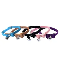 Cat Collars & Leads Bell Bow-knot Buckle For Necklace Dog Kitten Collar Cats Products Butterfly Knot Adjustable Pets FF01