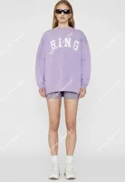 23SS Anine Bing Designer Fashion Cotton Sweatshirt Nieuwe AB vrouwen Washing Lavendel Paarse losse fleece sweatshirt klassieke pullover hoodie