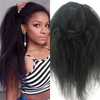Kinky Straight Hair Ponytails Natual Black Color 100g-160g Extensions brésiliennes Clip In Remy Produits capillaires afro-américains204N
