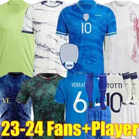 2023イタリアサッカージャージープレーヤーバージョンMaglie Da Calcio Totti Verratti Chiesa Itiaia 23/24 Bonucci BonucciフットボールシャツT Lorenzo Kits Sock Sets Long Sleeve