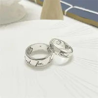 2023 Designer New Gujia 925 silver flower bird couple wide and narrow version letter G ring BLING for love