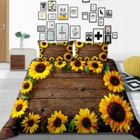 Sunflower Bedding Set King Simple Plank Retro Duvet Cover 3D Printed Queen Twin Full Double Twin Single Soft Bed Cover with Pillow2505