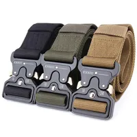 Whole High Quality Men's Canvas Belt Metal Insert Buckle Nylon Training Belt Army Tactical Belts for Men Can Be Custom-ma234G