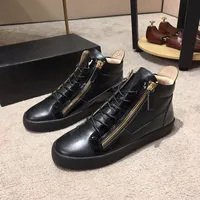 New Pu Leather Suede Patchwork Men's Sneakers Golden Belt Zipper High Top Round Toe Flats Men Black Large Size Casual Men Shoes MKJKMJKvf0000021