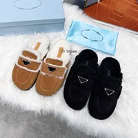 Designer Woman Slippers Fashion Luxury Warm Memory Foam Suede Plush Shearling Lined Slip on Indoor Outdoor Clog House Women Sandals