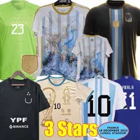 3 sterren 22/23 Argentinië voetbaltrui Kampioenen ondertekend versie J.Alvarez di Maria Football Shirts 2022 2023 Dybala Lo Celso Maradona de Paul Martinez Men Kids Kit