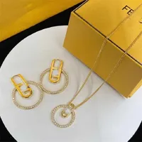 2023 Designer New 2022 Fenjia round F letter diamond studded minority Design Earrings 925 silver needle high sense earrings female