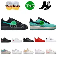 Air Force 1 Tiffany Co. Airforce AF1 Running Shoes Classic Utility Triple Black Neon Red Chaussures Frainers Sports Sports Outdoor