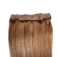 CE -certifierad brasilianskt mänskligt hår Inga klipp halo vänd i hårförlängningar 1 st 80g 100g lätt fisklinje hårvävning hela pri204t