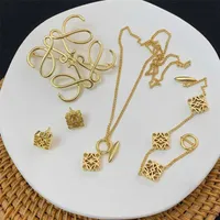 2023 Designer New Luo family hollow out geometric square moon cake Abstract earrings women's simple design advanced feeling bracelet necklace brooch