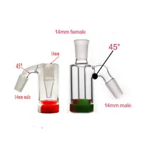 Protable mini Glass Ash Catcher 14mm 18mm with silicone container for siliong bong glass water bong oil rig smoking accessories