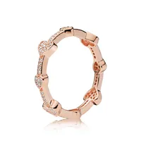 925 Sterling Silver Ring Hearts shape rose gold and pure silver rings Women Girl Wedding Jewelry as a gift229S