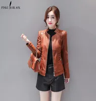 PinkyIsBlack Plus Size S4XL Fashion Autumn Winter Women Leather Coat Female Short Motorcycle Leather Jacket Women039s Outerwea4552943