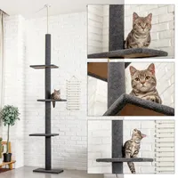 Domestic Delivery Height 238-274cm Tree Condo Scratching Post Floor to Ceiling Adjustable Cat Scratcher Protecting Furniture296c