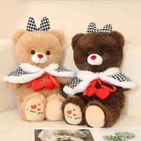 45cm Kawaii Cloak Bow Teddy Bear Plush Toy Stuffed Soft Dressed Up Lovely Bear Pillow Doll Toys for Kids Lovers Valentine Gift