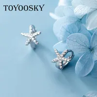 Backs Earrings Contracted 925 Silver Starfish Clip Zircon Non Piercing Cartilage Temperament Ear Jewelry For Women Lady