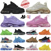 triple s clear sole casual shoes designer 17FW old Dad platform sneakers Black White Beige Dark Grey Green Khaki Pink Bred men women Bubble bottom crystal trainers