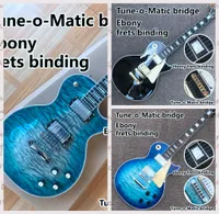 Anpassad butik LP Electric Guitar Tune-O-Matic Bridge Ebony Frets Binding