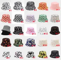 25 stijlen melkpatroon visser hoed mode textiel print zonnekappen zomer zonbescherming dubbelzijdige hoed buitenhoed 25 stijlen