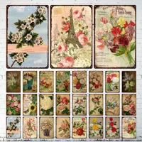 Flowers Metal Poster Vintage Tin Sign Plaque Chic Shabby Farm Garden Decor Metal Wall Plate for Home Bar Club Flower Store 30X20cm W03
