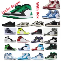 Lucky Green Celtics Space Jam Basketball Shoes 1 low Olive Sail 1s High Mid Washed Heritage Pink Black White Cement Reverse Mocha University Blue WMS Sneakers With Box