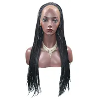 Perucas de renda trançada negra naturais perucas de tranças longas de 18 a 24 polegadas de gluia de renda sintética para mulheres negras resistan184f