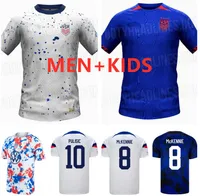 2022 Jerseys de fútbol Pulisic Dest McKennie 2023 2024 Aaronson Musah USA Morgan Lloyd America Football Shirt United PRE Match 23 24 estados Lletget Men Kids Kits