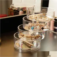 Other Home Garden Transparent 4 Tiers Jewelry Storage Box With Lid Acrylic Makeup Organizer Rotating Case High Quality Y1116 Drop D Dhyw4
