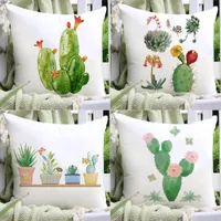 Pillow Green Cactus Printing Pillowcase 45 Cm Plant Polyester Cover Home Bedroom Balcony Garden Outdoor Decorate Case