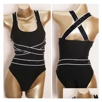 Andere huizen textiel Hoogwaardige ontwerper OnePiece Swimsuit met pad Dames Swimwear Ladies Summer Beach Bikini Zwart y Bading Pak BA DH312