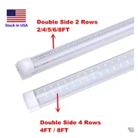 Led Tubes 4Ft T8 Light Integrate Tube 2Ft 5Ft 6Ft 8Ft Lights Vshaped White 6000K 120W Double Row Shop Fixture Drop Delivery Lighting Dhoeg