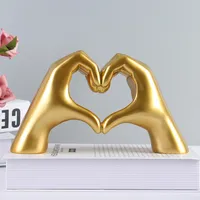 Decorative Objects Figurines Nordic Heart Gesture Sculpture Resin Abstract Hand Love Statue Wedding Home Living Room Desktop Ornaments Decor 230320
