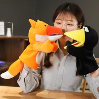 Cute soft animal plush toys cartoon fox crow stuffed hand puppets for kids pretend toys creative activity props202j