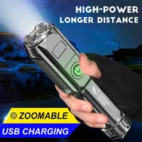 Portable High-Power Flashlight 3 Lighting Modes Rechargeable Zoomable High-Brightness Tactical LED Torch Light 279N