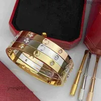 18K gold brand luxury love bangle bracelet stainless steel screwdriver couple bracelets mens jewelry Valentine Day gift box packing R51Z