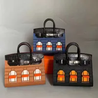 Designer Bags Birkins Herm 22 New Alligator Leather Bag Women&#039;s Fashion Trend Handbag Leisure Versatile Alligator Combination Cowhide House Bag