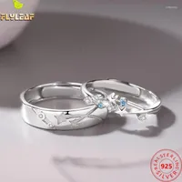 Cluster Rings Real 925 Sterling Silver Jewelry Meteor Zircon Shower Open Couple Ring Original Design Romantic Lovers' Valentine's