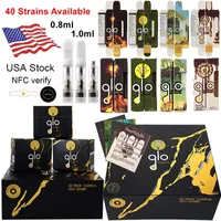 GLO Extracts Carts Atomizers Newest NFC Verify Packaging Glass Thick Oil Cartridges 0.8ml Empty Vapes 1ml Ceramic Coil Vape Cartridge Packagings 510 Thread