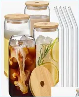 Tumblers 12Oz 16Oz Sublimation Clear Glass Tumbler Frosted Cola Can Bamboo Lid Beer Cocktail Cup Whiskey Coffee Mug Iced Tea Jar 66336912