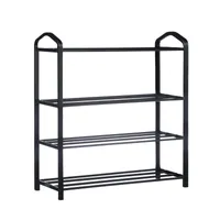 YSSOA 4-Tier Stackable Shoe Rack, 12-Pairs Sturdy Shoe Shelf Storage, Black Shoe Tower for Bedroom, Entryway, Hallway, and Closet
