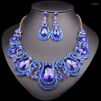 Necklace Earrings Set Fashion Water Drop Crystal Bridal Costume Wedding Accessories For Brides Women Presents
