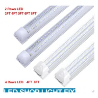 Led Tubes Linkable Shop Lights Fixture 120W Integrated 4Ft 5Ft 6Ft 8Ft T8 Tube Light V Shape Garage Fluorescent Drop Delivery Lightin Dh7J2